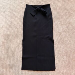 Anthropologie Maeve Black Ribbed Pencil Skirt with Bow Detail